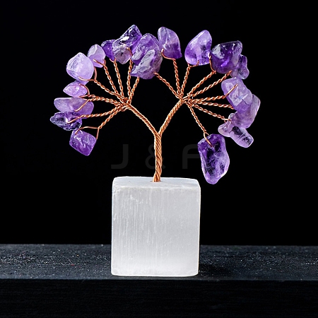 Natural Amethyst Chips Tree of Life Decorations PW-WG21303-01-1