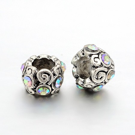 Vintage Alloy Grade A Rhinestone European Beads RB-J504-28AS-1