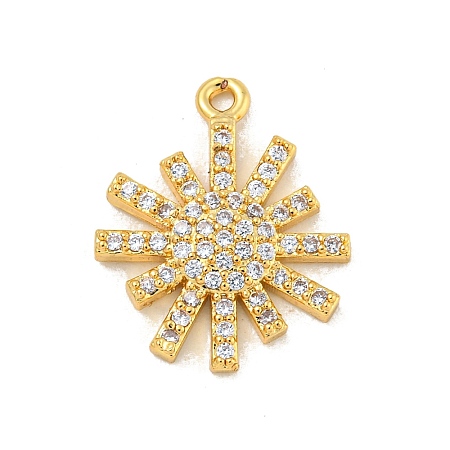 Sun Rack Plating Brass Micro Pave Clear Cubic Zirconia Pendants KK-P277-18G-1