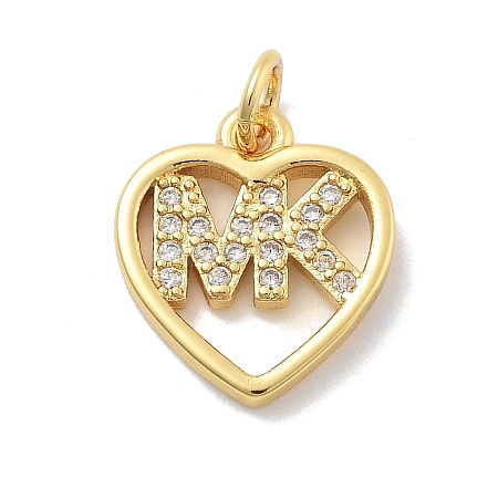 Brass Micro Pave Cubic Zirconia Pendants KK-M305-07G-1