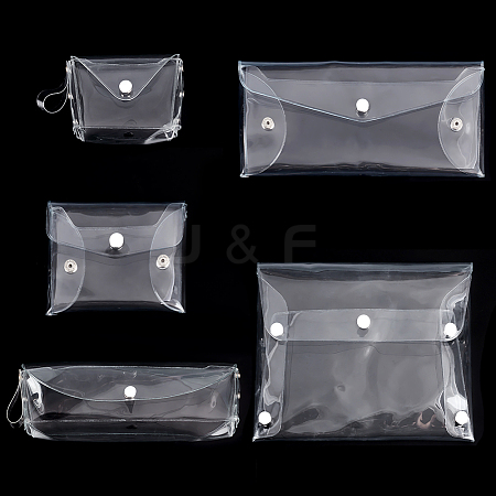 5Pcs 5 Styles Rectangle Transparent PVC Cosmetic Pouches AJEW-FG0004-33-1