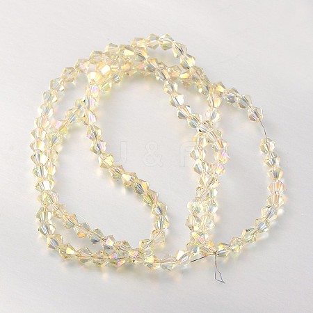 Electroplate Faceted Bicone Glass Beads Strands EGLA-P017-4mm-14-1