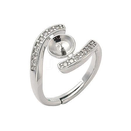 Brass Micro Pave Cubic Zirconia Cup Peg Ring Settings KK-B166-04P-1
