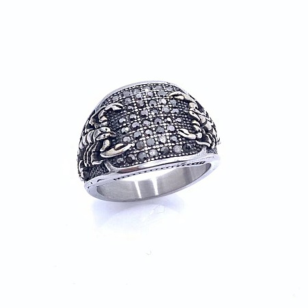 Scorpion Pattern 304 Stainless Steel Micro Pave Cubic Zirconia Finger Rings for Men FS-WG5AE2F-04-1