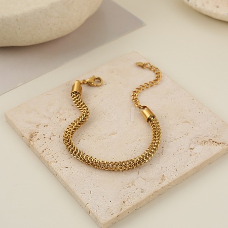 304 Stainless Steel Chain Bracelets for Women SA-CBA4051-15G-1
