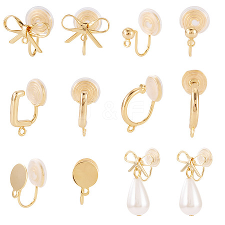 10Pcs 5 Styles Brass Clip-on Findings EJEW-TA0001-66A-1