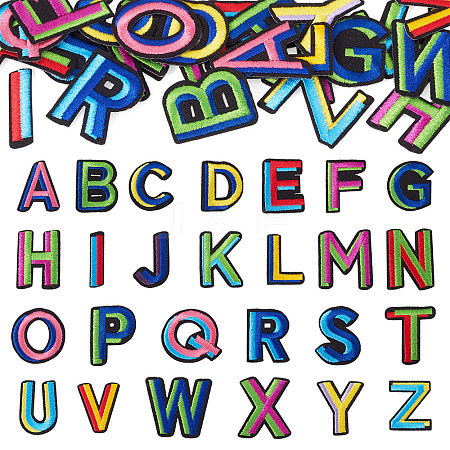 26Pcs Letter A~Z Two Tone Computerized Embroidery Cloth Iron on/Sew on Patches PATC-TA0001-47-1