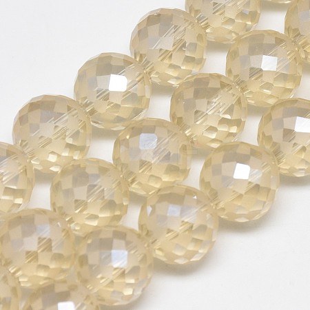 Electroplate Glass Beads Strands EGLA-Q086-12mm-06-1