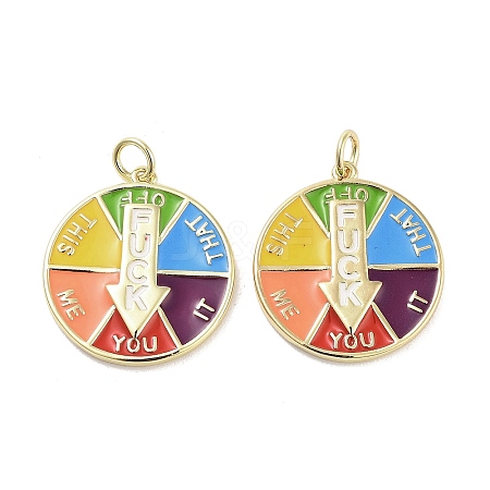 Real 18K Gold Plated Rack Plating Brass Enamel Pendants KK-M293-44G-1