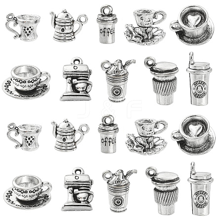 50Pcs 10 Styles Tibetan Style Alloy Charms TIBEP-CJ0002-38-1