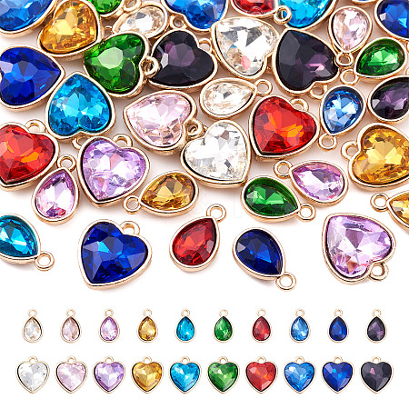 40Pcs 20 Styles Faceted Glass Rhinestone Pendants GLAA-TA0001-44-1