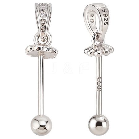 2Pcs 925 Sterling Silver Rhinestone Pendant Bails FIND-ME0001-74B-1