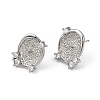 Brass Micro Pave Clear Cubic Zirconia Flat Round Stud Earring Findings KK-H524-08P-1