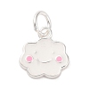 925 Sterling Silver White and Pink Enamel Smiling Face Cloud Charms STER-D303-03S-1
