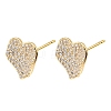 Brass Micro Pave Cubic Zirconia Stud Earring Findings with Loops CU-CBA1682-02G-1