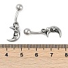 Crescent Moon Face 316 Surgical Stainless Steel Dangle Belly Button Rings EJEW-G416-14AS-5