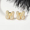 Brass Micro Pave Cubic Zirconia Stud Earrings EJEW-Z091-04G-W-5