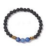 Natural & Synthetic Gemstone Round Beaded Stretch Bracelets for Men Women BJEW-JB12263-02-1