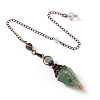 Natural Green Aventurine & Resin Hexagonal Pointed Dowsing Pendulums PW-WG7D05E-02-1