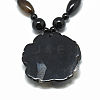 Natural Dyed & Heated Black Agate Pendant Necklaces NJEW-T006-06-3