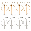4 Pairs 2 Colors Alloy & Iron Ring Dangle Earrings EJEW-HY0001-31-1
