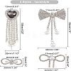 FINGERINSPIRE 4Pcs 4 Style Rhinestone Bowknot & Heart Lapel Pins with Imitation Pearl JEWB-FG0001-04-2