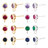 BENECREAT 8 Pairs 8 Color Brass Micro Pave Cubic Zirconia Stud Earring Findings KK-BC0011-48-1