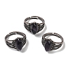 Natural Amethyst Horse Eye Adjustable Rings RJEW-K271-05R-16-1