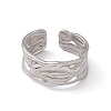 Non-Tarnish 304 Stainless Steel Twist Wave Open Cuff Ring for Women RJEW-C045-22P-2