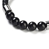 Natural Tourmaline Round Bead Braided Leather Cord Bracelets for Men Women BJEW-A009-11P-07-2