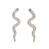 Shiny Brass Clear Cubic Zirconia Snake Stud Earrings AB3395-1-2