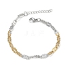 304 Stainless Steel Dapped Chains Bracelets for Women BJEW-D466-08B-GP-2