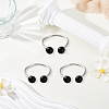 2 Sets 2 Colors Brass Plastic Pearl Finger Rings Sets for Women RJEW-GO0001-26-3