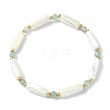 3Pcs 3 Style Natural Mixed Gemstone & White Shell Tube Beaded Stretch Bracelets Set BJEW-TA00430-3