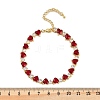 Brass Micro Pave Red Cubic Zirconia Chain Bracelets for Women BJEW-M047-02B-5