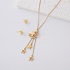 304 Stainless Steel Moon Star Stud Earrings & Tassel Necklaces Sets for Women IY3689-2-1