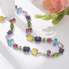 Brass Micro Pave Colorful Cubic Zirconia Link Chain Necklaces NJEW-M089-01P-1