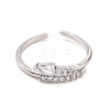 Clear Cubic Zirconia Teardrop Open Cuff Ring RJEW-B028-27P-2