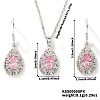 Brass Glass Teardrop Dangle Earrings & Pendant Necklaces Sets for Women PL9386-4-1