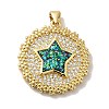 Rack Plating Brass Micro Pave Cubic Zirconia Pendants KK-D088-03G-2