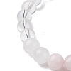 Natural Rose Quartz & Mixed Gemstone Round Beaded Stretch Bracelets for Women BJEW-JB11056-02-4