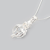 925 Sterling Silver Cage Pendant Necklaces NJEW-S415-04-2