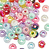 100Pcs UV Plating Rainbow Iridescent Acrylic European Beads MACR-PA0001-28-1