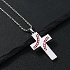 201 Stainless Steel Wheat Cross Pendant Box Chain Necklaces for Women Men NJEW-B124-01P-1