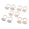 C-shape with Glass Beads Dangle Stud Earrings EJEW-JE04827-1