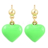 Valentine's Day Heart Brass Enamel Dangle Stud Earrings EJEW-Z164-19G-04-5