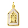 Real 18K Gold Plated Brass Pendants with Shell and Jump Rings KK-D534-04G-02-1