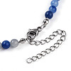 Natural Blue Aventurine(Dyed & Heated) 4.5mm Round Beaded Flower Pendant Necklaces NJEW-T016-04E-6