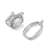 Oval Brass Micro Pave Clear Cubic Zirconia Fold Over Clasps KK-Z143-17P-2