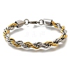 304 Stainless Steel Rope Chain Bracelets for Women BJEW-C091-03A-GP-4